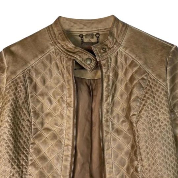 Jou Jou Jackets & Coats Odyn Caramel Quilted Motorcycle Jacket
